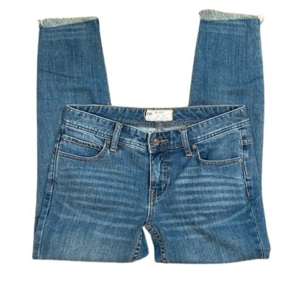 Free People “Maggie” Distressed Denim Straight Leg Jeans Darker Wash – Size 27 - Picture 2 of 7